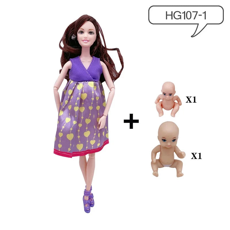 Hot Sale 11.5 Inches Pregnant Doll Mom Have 2Pcs Baby in Her Tummy with 1Pc Clothes Educational Dolls Girl Toy for Girl Gift