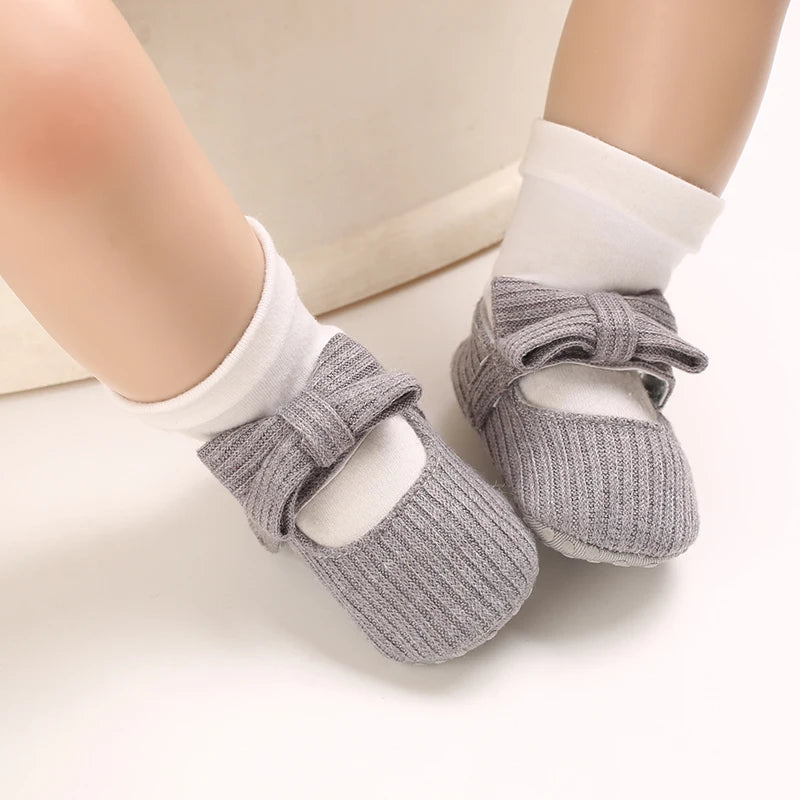 Cute Baby Girl Shoes Knitted Cotton Flat Shoes Arched Soft Sole 0-18M Newborn Princess Shoes