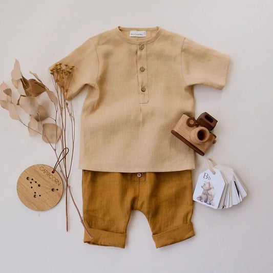 Ashton Boys Linen Shorts Outfit