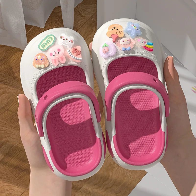 Girls sandals Mules  Cartoon  baby Slippers Flat Summer Children's Garden Kids Girl Shoes