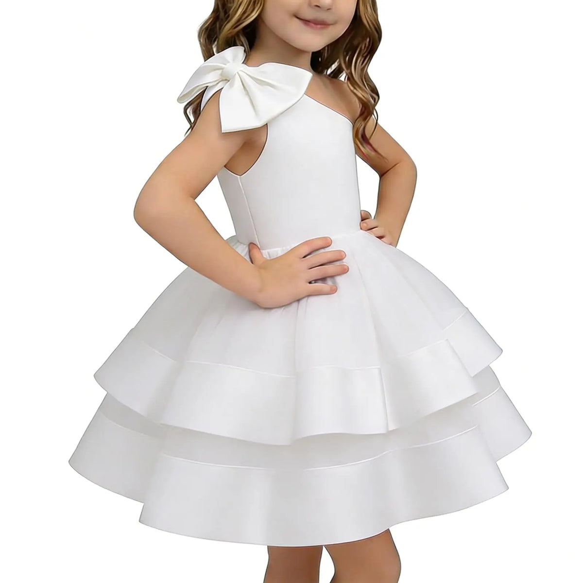 Toddler Baby Girl Pageant Dress Girls Flower Girl Dress Sleeveless One Shoulder Birthday Party Formal Prom Dress