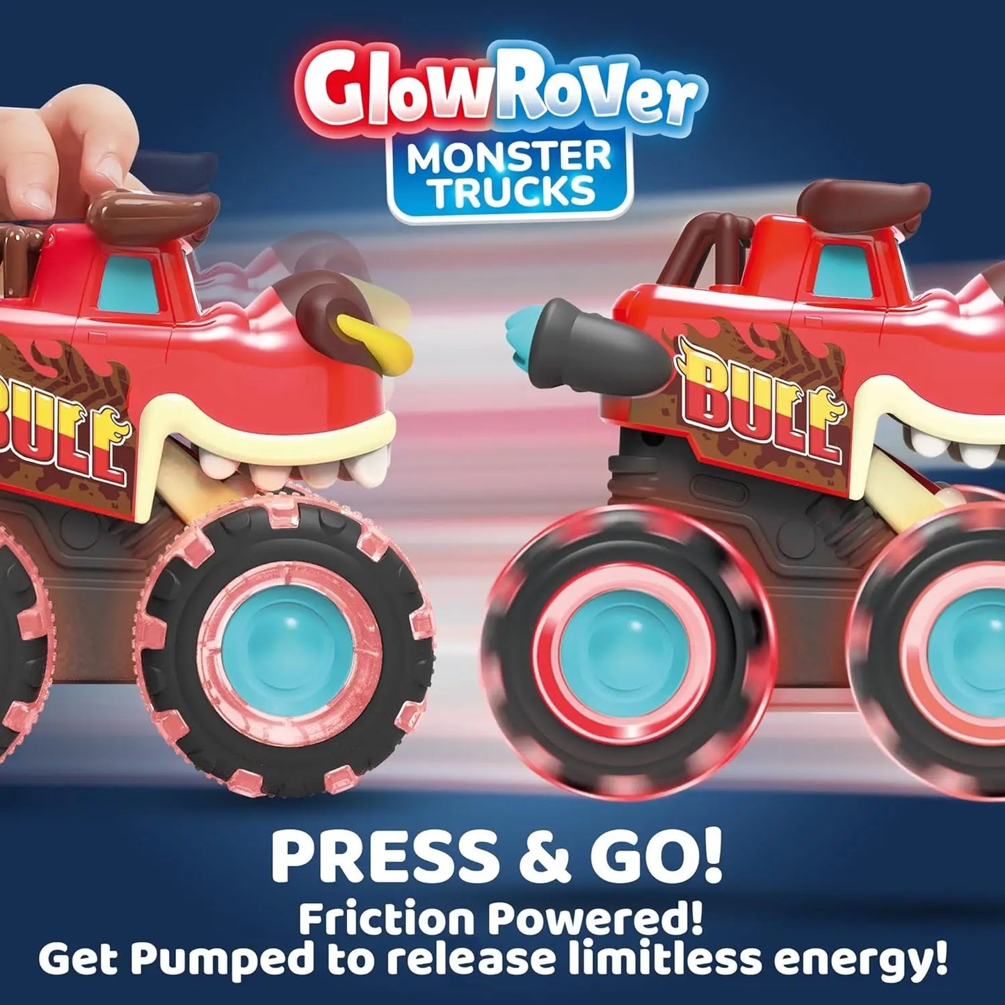 JOYFY 3 Pack Monster Truck Toy Motion Activated Light-Up Cars