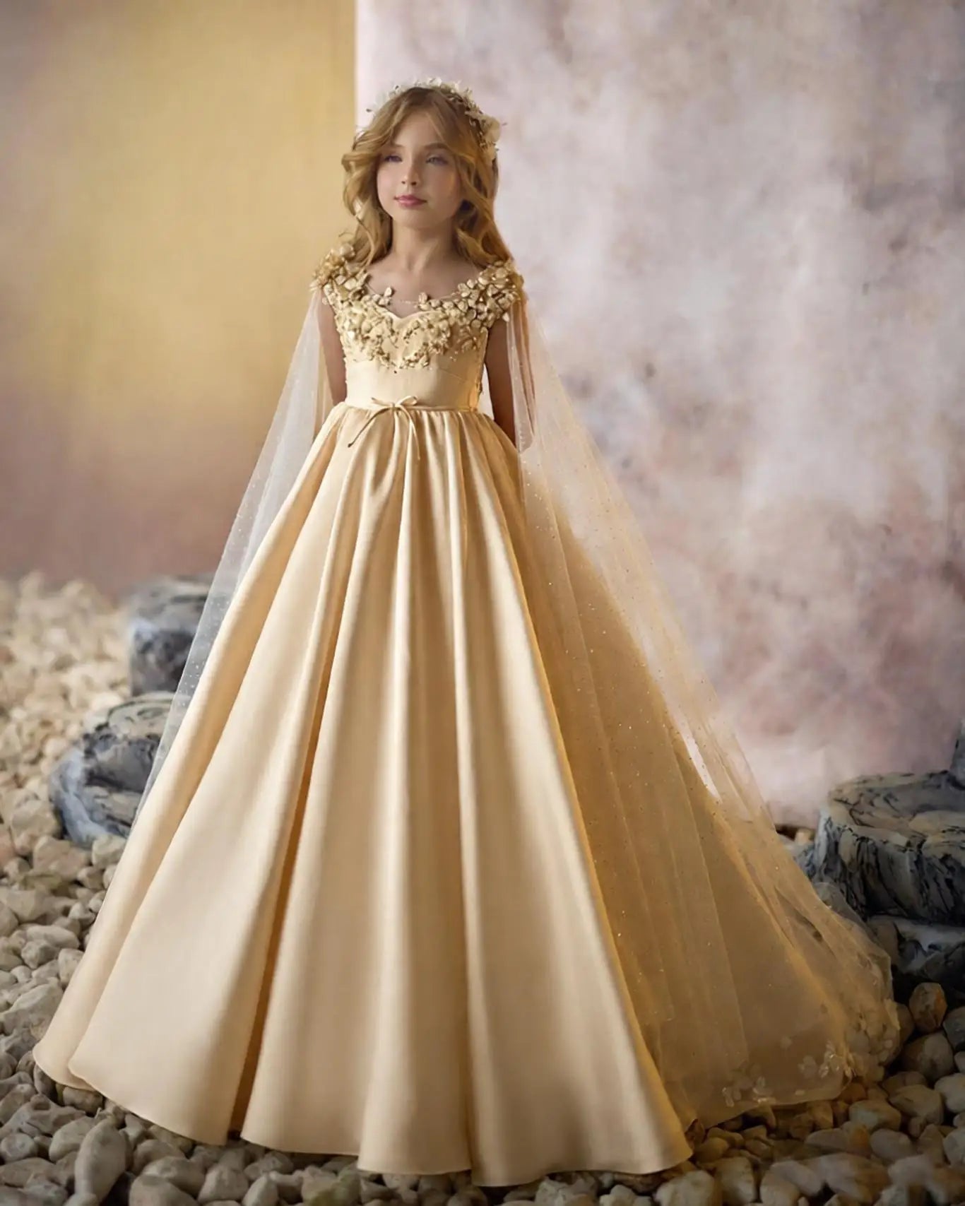 Elegant White Flower Girl Dresses With Wrap Customized Appliqued Litter Girls