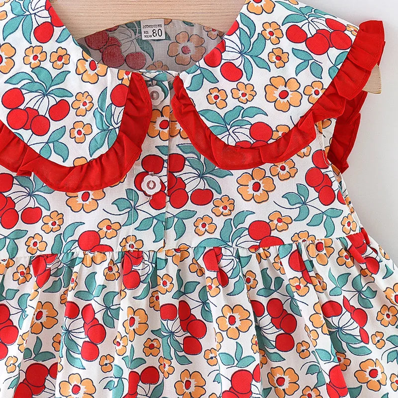 Skye Toddler Girls Floral Dress - Summer Navy Collar Style