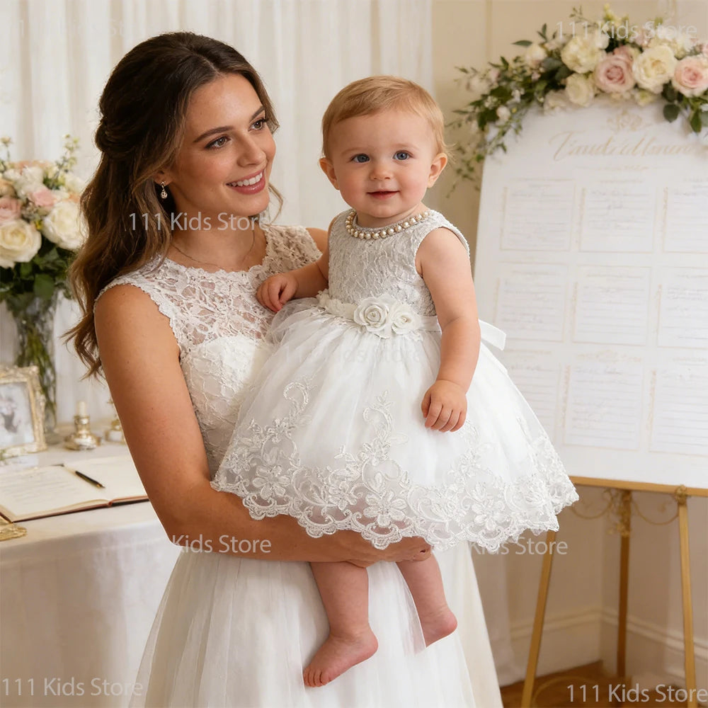 Baby Girl Clothes Wedding Dress for Baptismal Ceremony White Dress