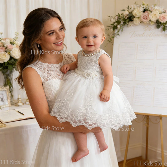 Baby Girl Clothes Wedding Dress for Baptismal Ceremony White Dress