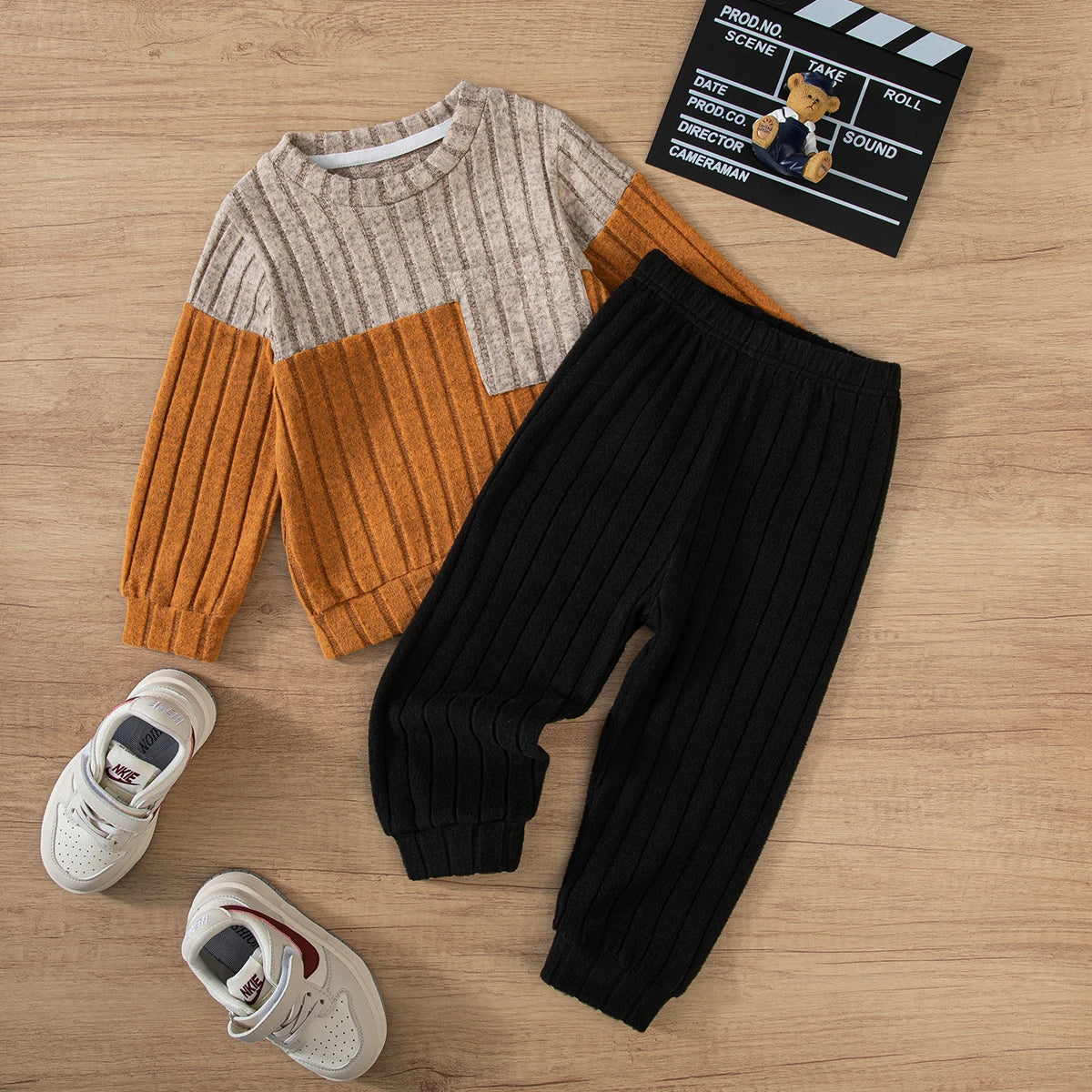 Boy Winter Long Sleeve Sweater Pants Set for Kids