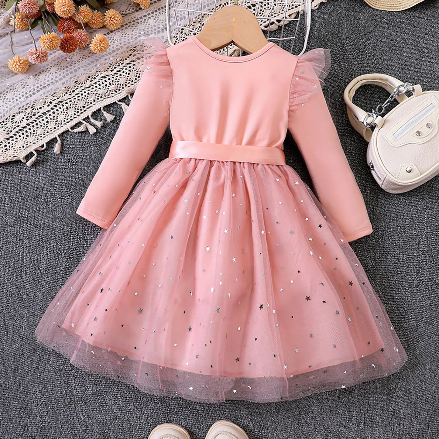 Aria Toddler Girl Christmas Dress - Sequin Tulle Design