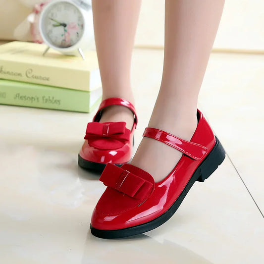Girls Flats Children Princess Shoes With Bow-knot Sweet Kids Mary Janes