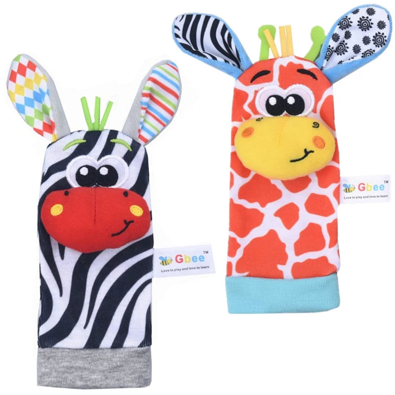 Baby Wrist Rattles Socks Newborn Animal Socks Infants Foot Finder 0-12 Months