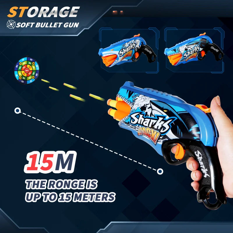 Kids Air Soft Bullet Gun Toys - Graffiti Shark Design