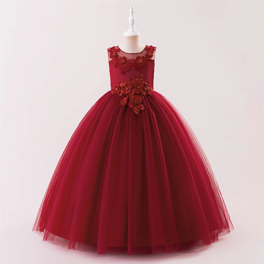 Elegant White Bridemaid Flower Girls Party Dress
