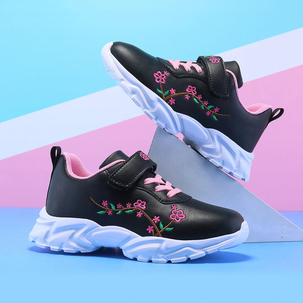 Girls' Fashionable Casual Sports Shoes, Children's Lightweight and Comfortable Running Shoes
