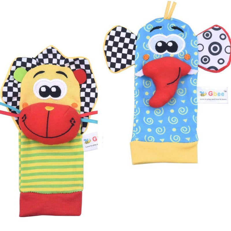 Baby Wrist Rattles Socks Newborn Animal Socks Infants Foot Finder 0-12 Months