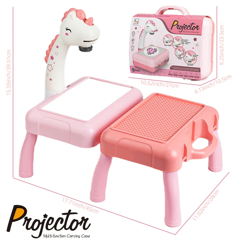 Drawing Projector for Kids, Mini Multi-Functional Writing Board Learning Drawing Educational Toys, Ideal Toy for 3+ Girls & Boys