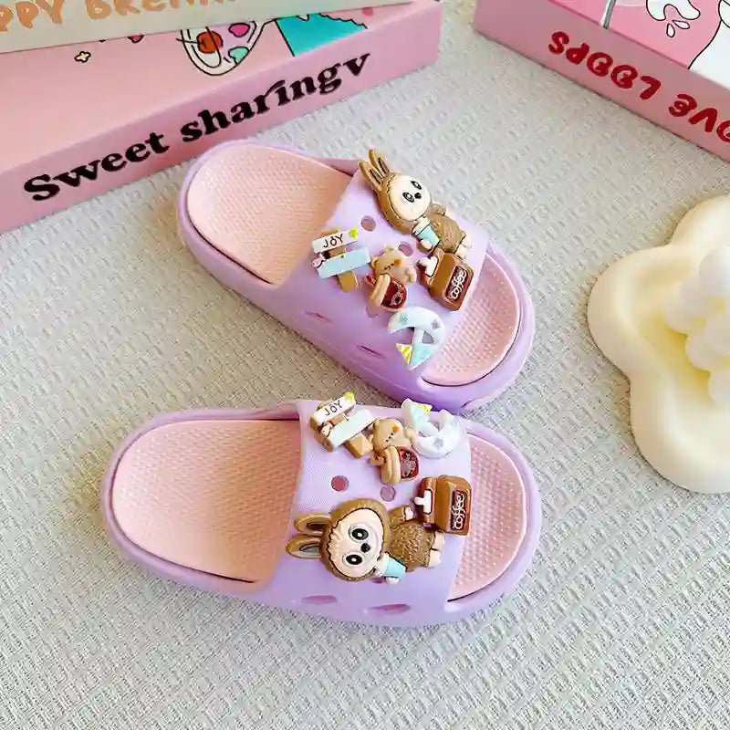 Cartoon Coffee-Themed Eva Slippers for Kids