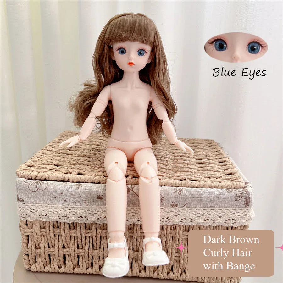 BJD Doll Nude Haploid Multiple Removable Joints 30cm 1/6 3D Grey Green Purple Blue Attractive Eyes Doll Girls Birthday Gift Toy