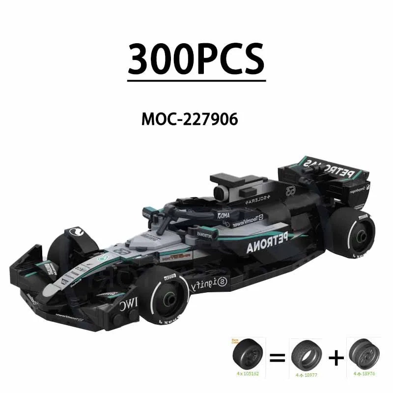 F1 Racing Car Building Blocks 8-Grid Racing Champion Vehicle (With Stickers) Children's Birthday Gift Christmas Toy Gift