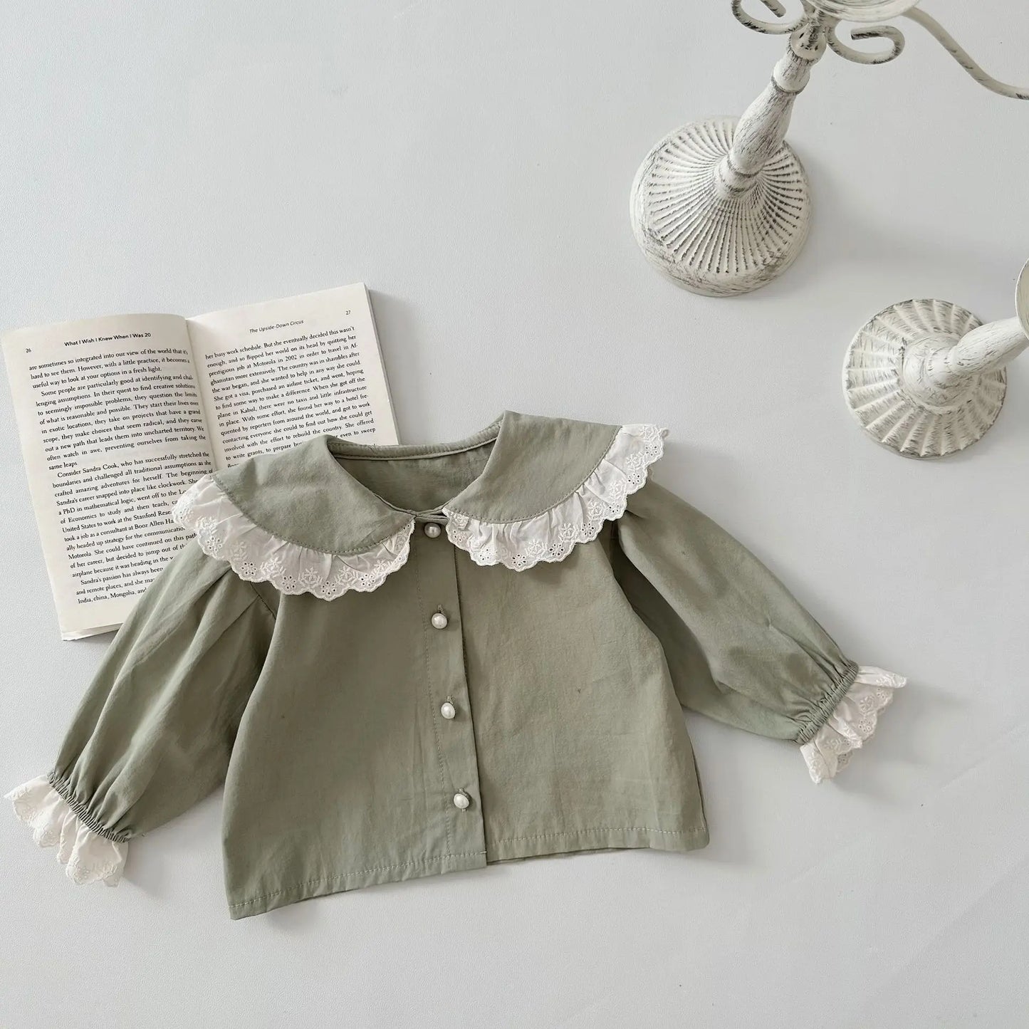 Ernestina Lapel Long Sleeves Infant Cotton Top