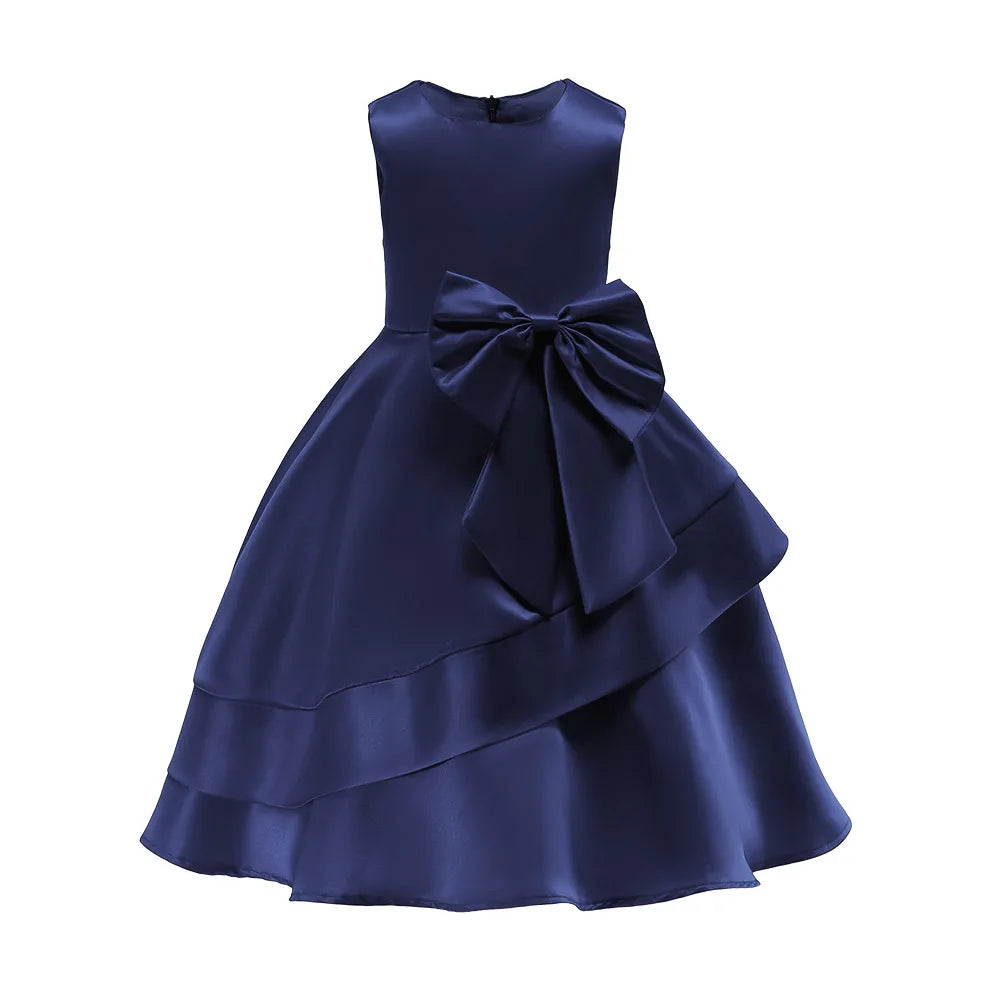 Young Kids Elegant Performance Dress For Teenager Girls Big Bow Princess Dresses