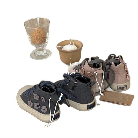 Children High Top Canvas Shoes Baby Soft Casual Shoes