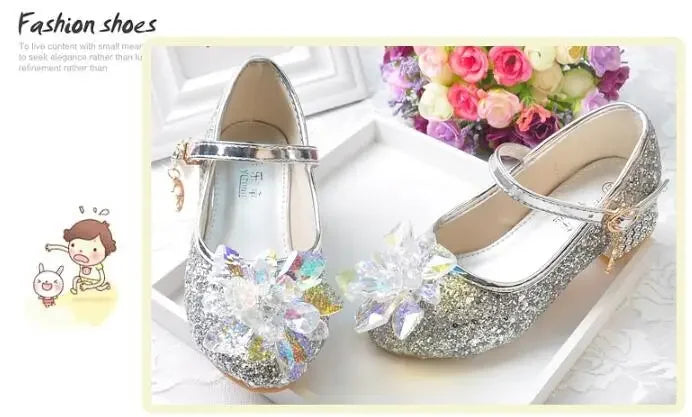Flower Children's Shoes Beach Princess Girl Shoes For Kids Glitter Wedding Party Shoes Infantil Chaussure Enfant