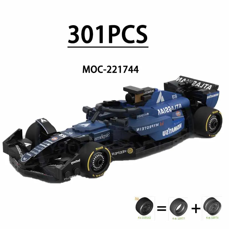 F1 Racing Car Building Blocks 8-Grid Racing Champion Vehicle (With Stickers) Children's Birthday Gift Christmas Toy Gift