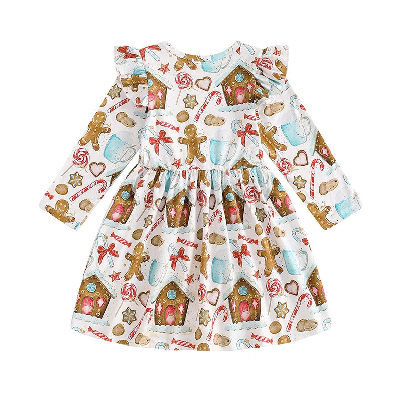Lioraitiin Kids Girl A-Line Christmas Dress for Toddlers