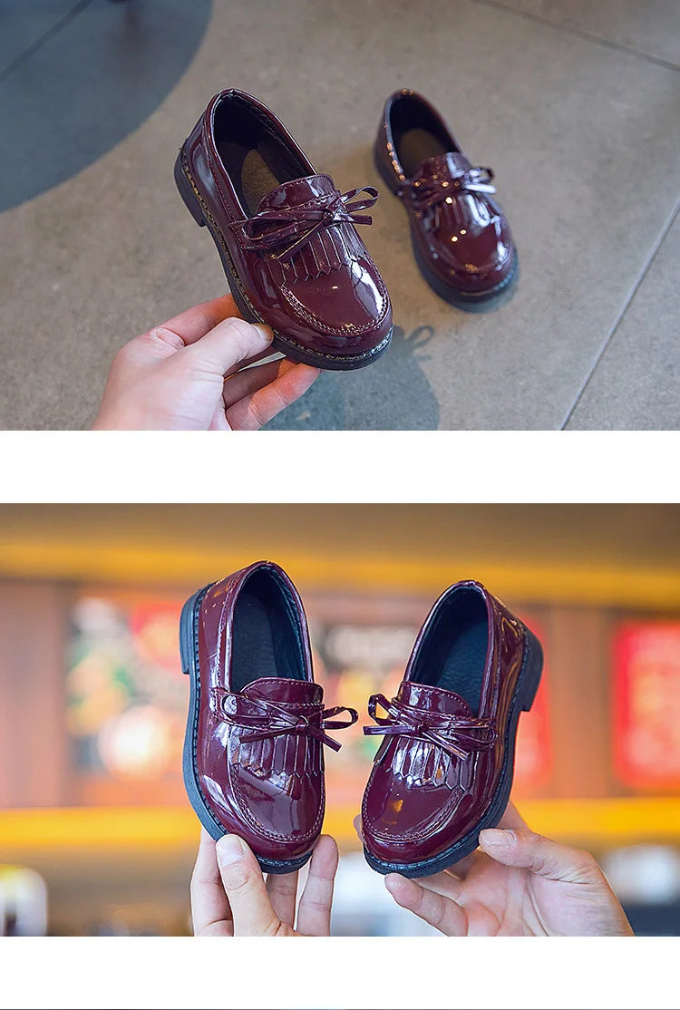 Athena Girls Leather Casual Shoes - Slip-on Loafers with Tassels