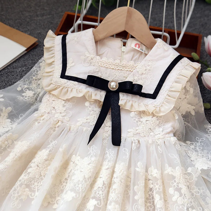 Girls Casual Dresses Girls Long Sleeve Lace Dress Tulle Princess Dress