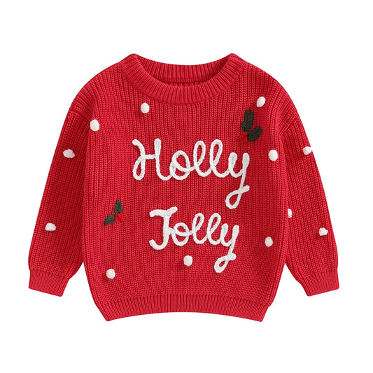 Martin Letter Embroidery Knit Pullover Sweater