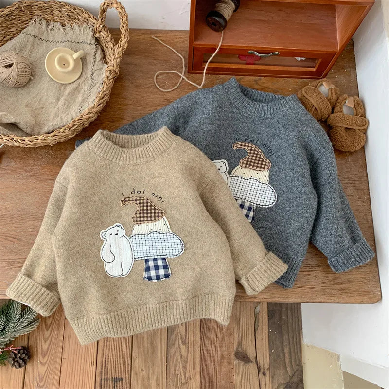 Josias Plus Velvet Knitted Cartoon Bear Sweater