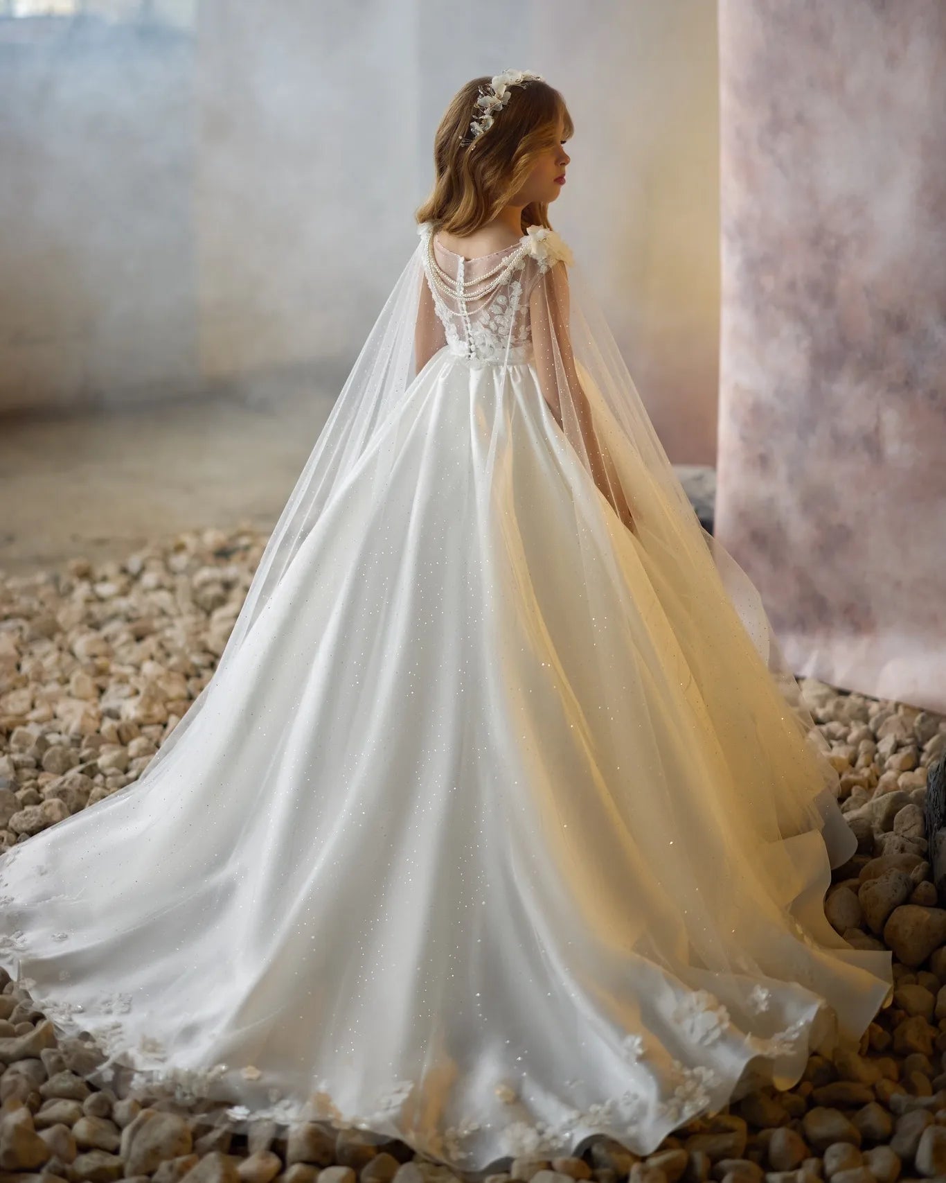 Elegant White Flower Girl Dresses With Wrap Customized Appliqued Litter Girls