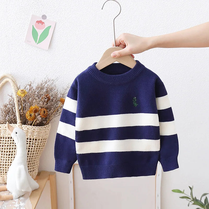 Fonsi Dinosaur Knitwear Stripe Sweater - GuGuTon baby store - Baby Fashion - Toddlers Outfits - Babies Outfits - Toddler Clothes - Kids Clothing - Newborn Clothes - Newborn Wear - Kids Wear - Trending Clothes - Trending Outfits - Fall Fashion - Winter Fashion - Girls Clothes - Boys Clothes - Babies Wear - Kids Accessories - KidsWear - Summer Clothes - Summer Fashion - Summer Trend - Falls Sweaters - Tops - Bottom - Jeans - Blouse - Dresses - Newborn Dresses - Toys