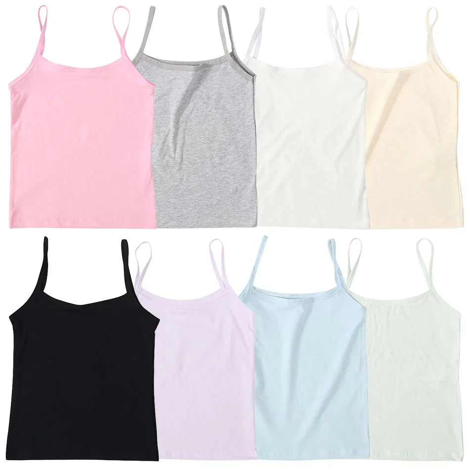 Triana Solid Color Cotton Breathable Underwear Vest Girls Anti Exposure