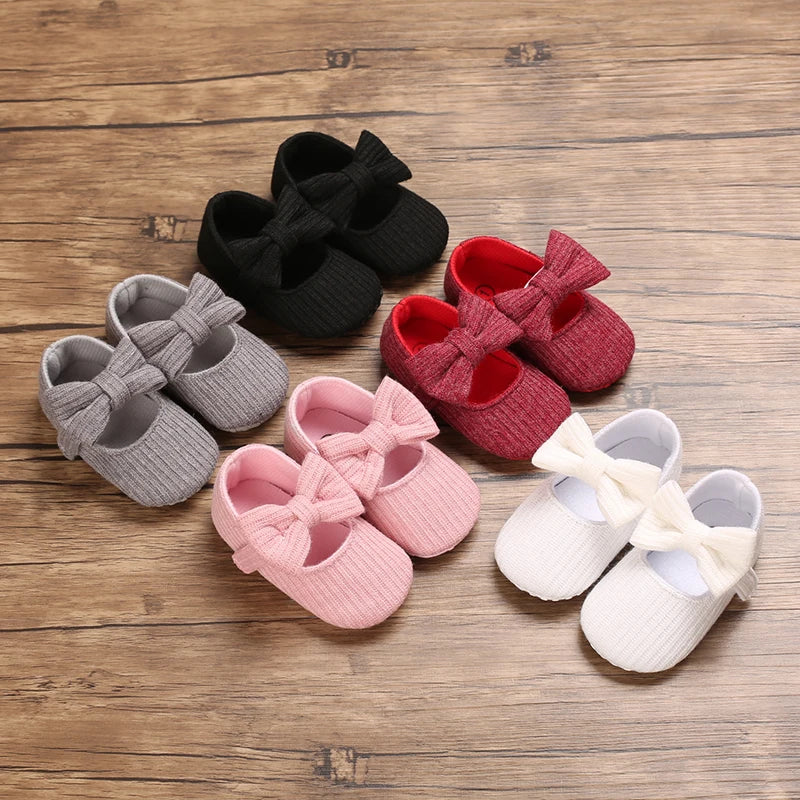 Cute Baby Girl Shoes Knitted Cotton Flat Shoes Arched Soft Sole 0-18M Newborn Princess Shoes