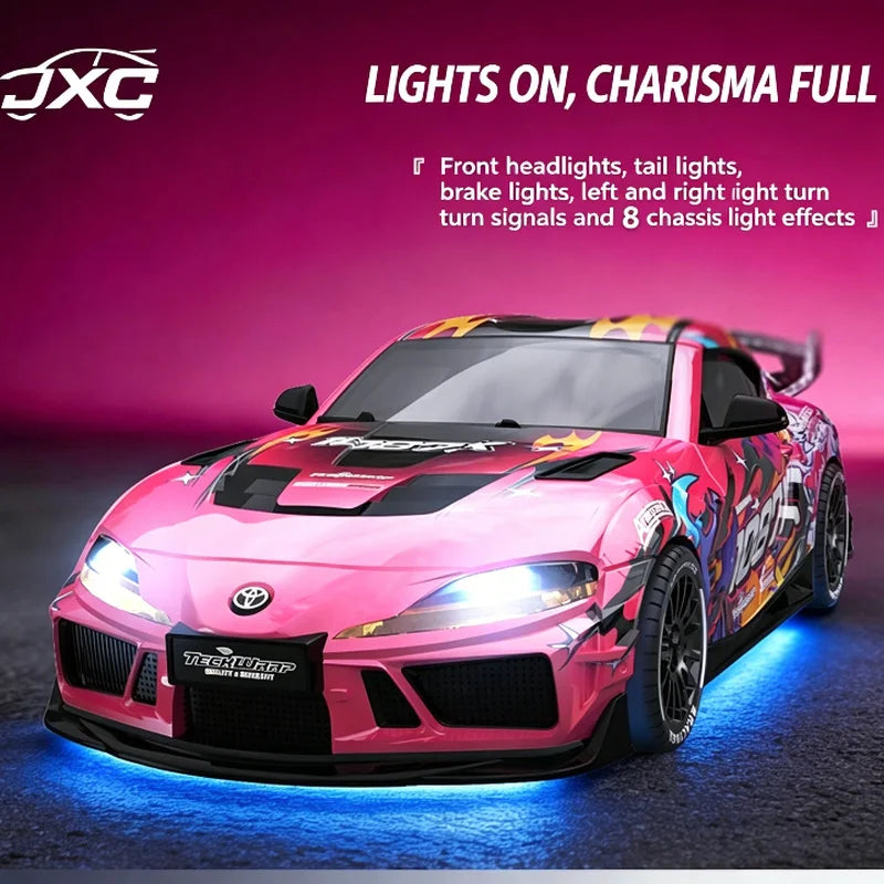 New 1:43 RC Drift Car, 2.4G Four-wheel Drive, with Steering Gyroscope Adjustable Speed Cool Light, JXC SP4301 RC Car Toy Gift