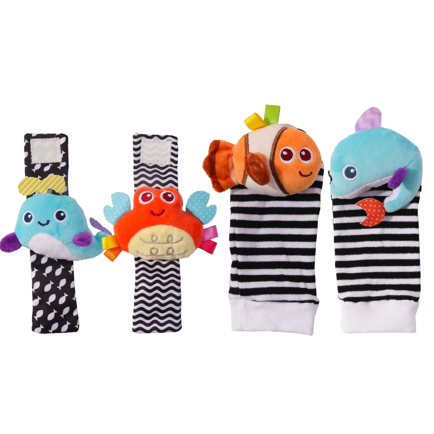 Baby Wrist Rattles Socks Newborn Animal Socks Infants Foot Finder 0-12 Months