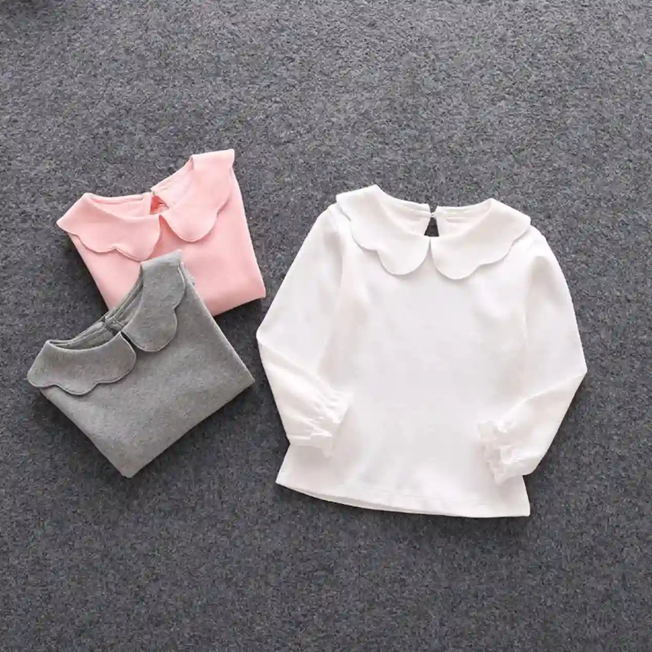 Frida Sweet Petal Collar Long Sleeve Tops