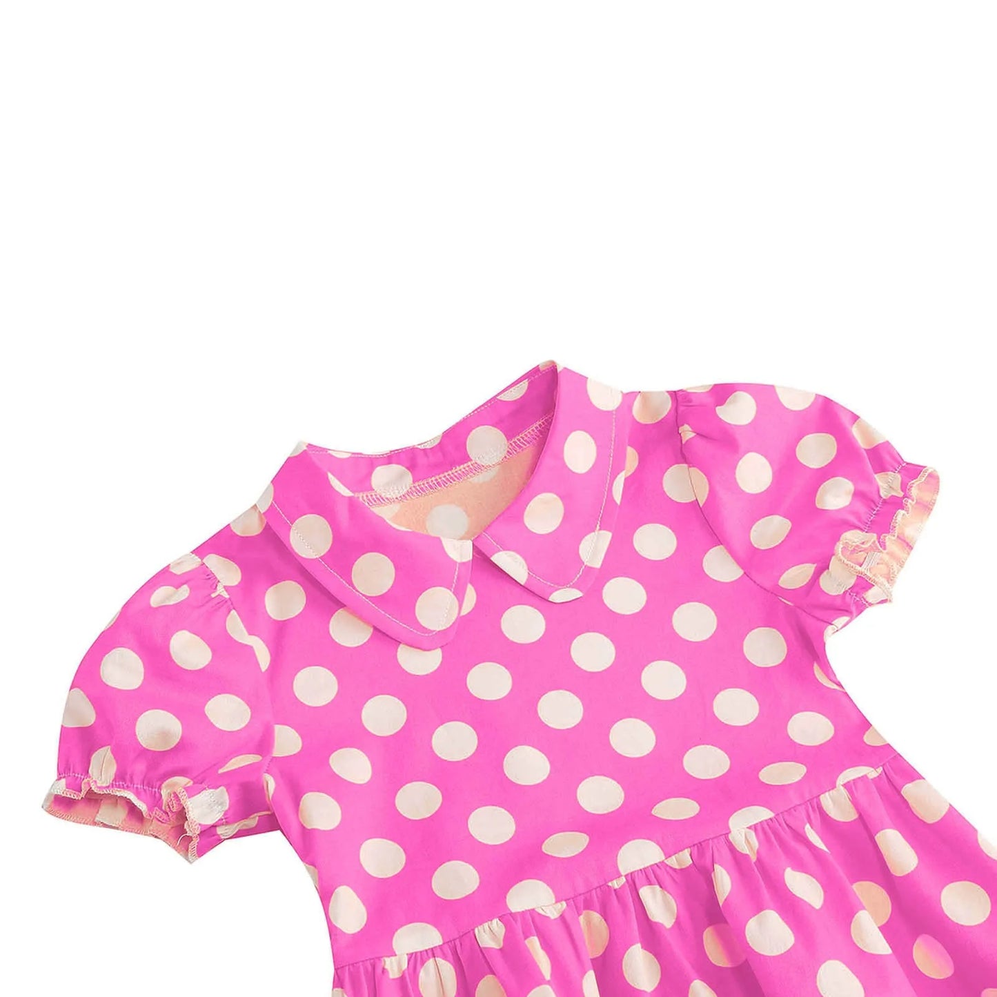 Girls' Dress French Short Sleeve Polka Dot Dress Holiday Children'S Summer Dress
