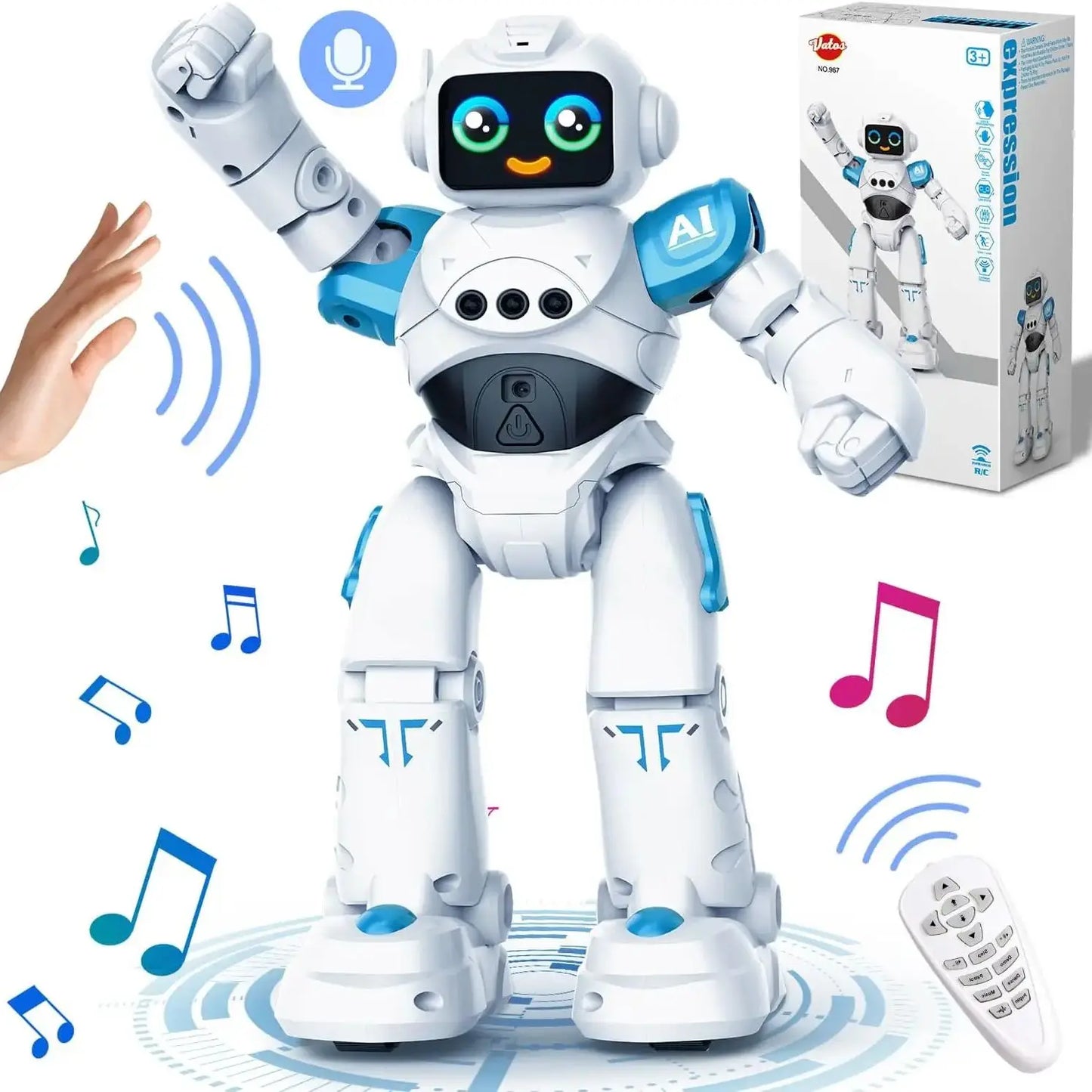 VATOS RC Robot Toy for Kids Smart Talking Voice Remote Control Robot