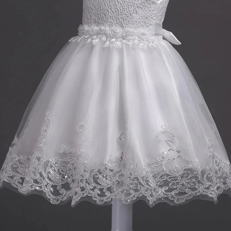 Baby Girl Clothes Wedding Dress for Baptismal Ceremony White Dress
