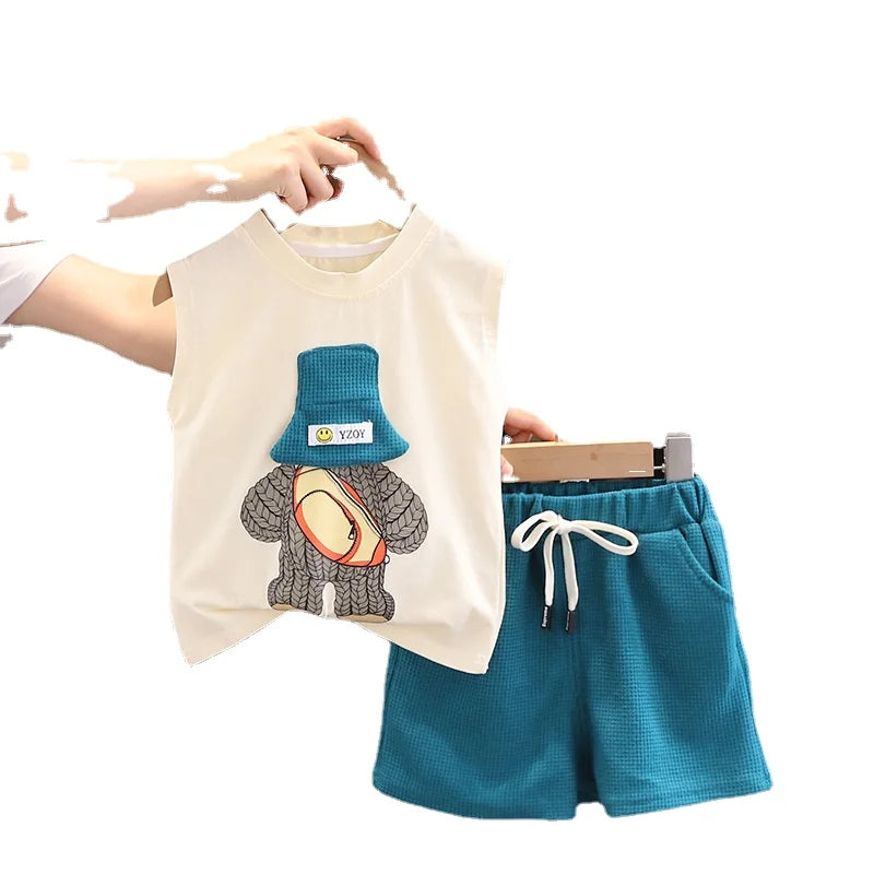 Korean Set for Children - Sleeveless Vest and Shorts