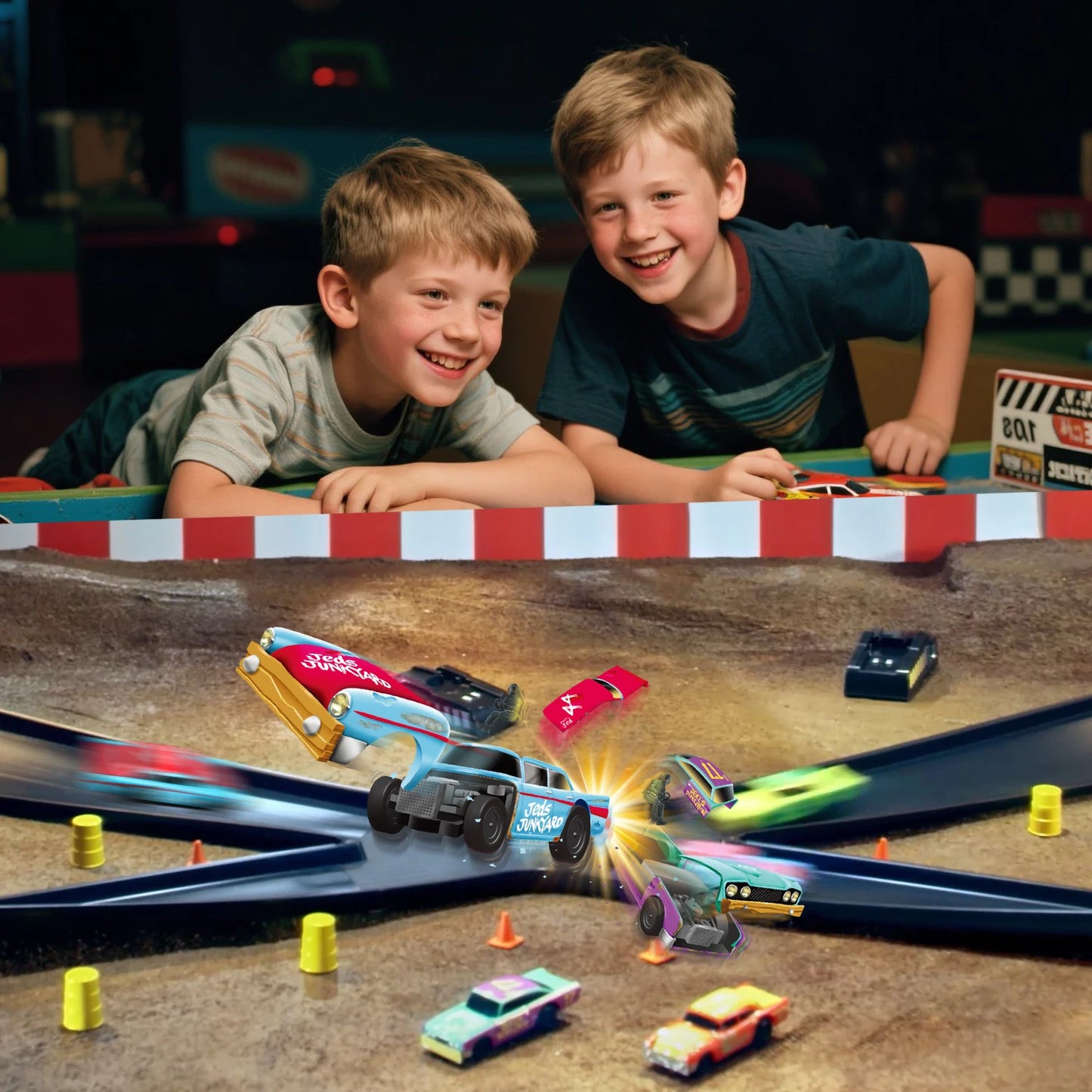 VATOS CRASH RACERS Track Speed Collision Racing Car Set Rechargeable Cars