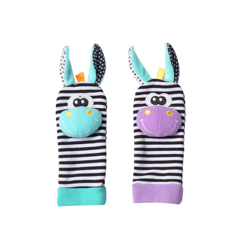 Baby Wrist Rattles Socks Newborn Animal Socks Infants Foot Finder 0-12 Months