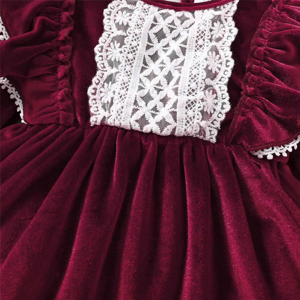 Party Skirt Baby Girl Long Sleeve Ruffle Satin Finish Dress