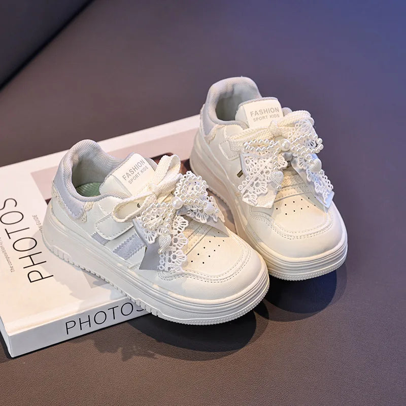 Girls Sports Shoes for Students Casual Shoes Princess Style Soft Bottom 2026 Brand New Children Tennis Shoes Breathable Non-slip