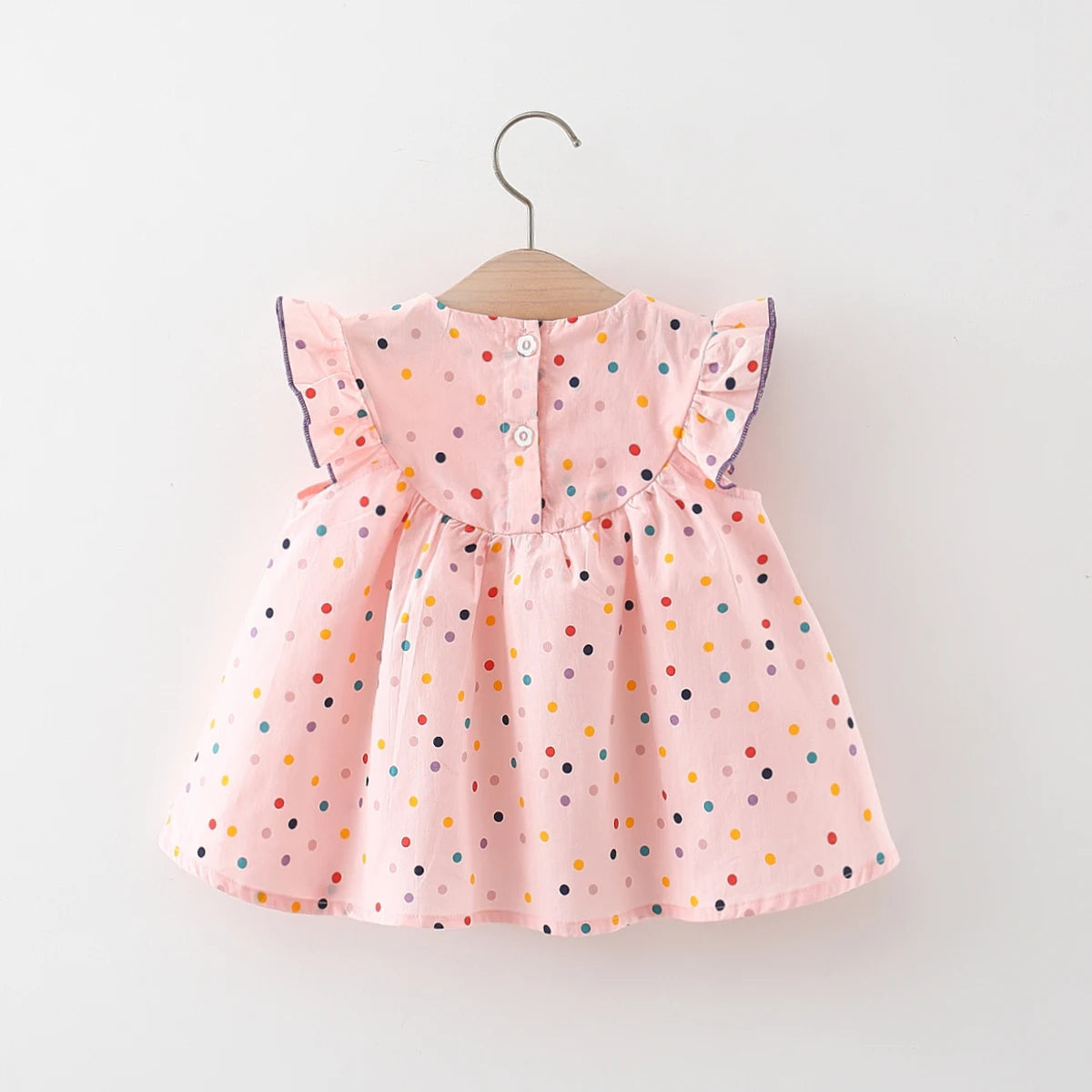 Kadia Polka Dot Baby Dress with Flower Embroidery