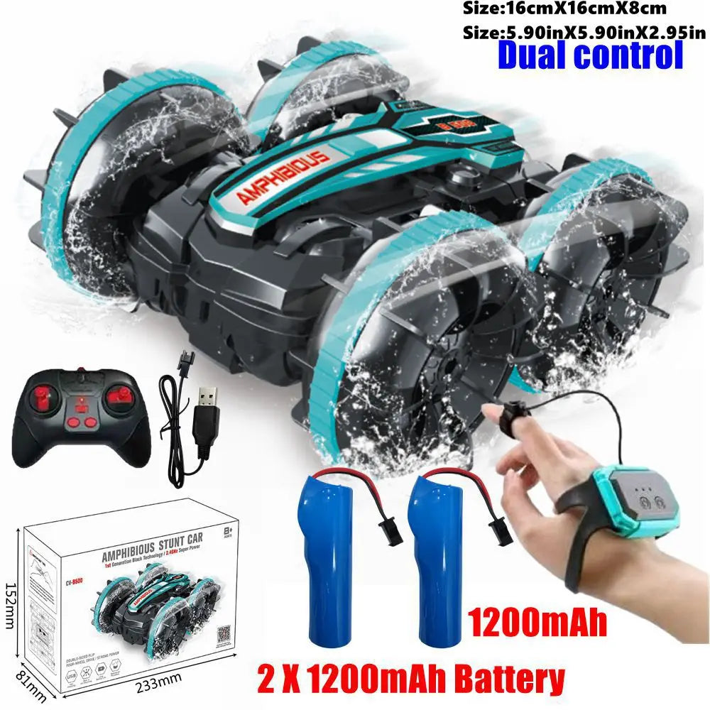 Amphibious RC Car Remote Control Stunt Car 4WD Drift Racing Off Road Waterproof 360° Rotation Stunt Crawler Vehicle Gift Boy Kid