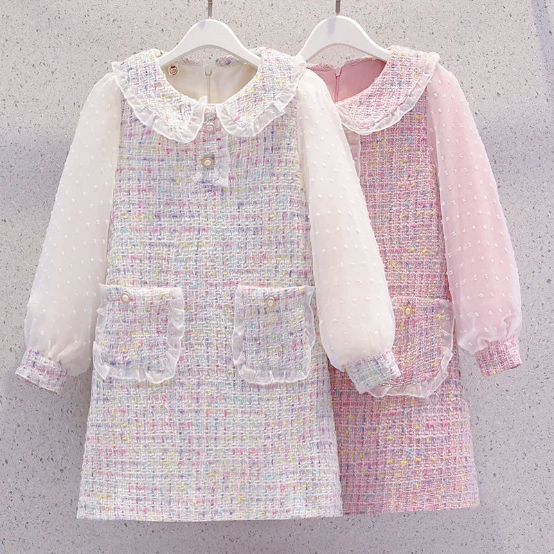 Baby Girls Dress Spring Preppy Style Dress for Girls Long Sleeve Kids Dresses Autumn Children Clothes for 6 8 10 12 14 Years